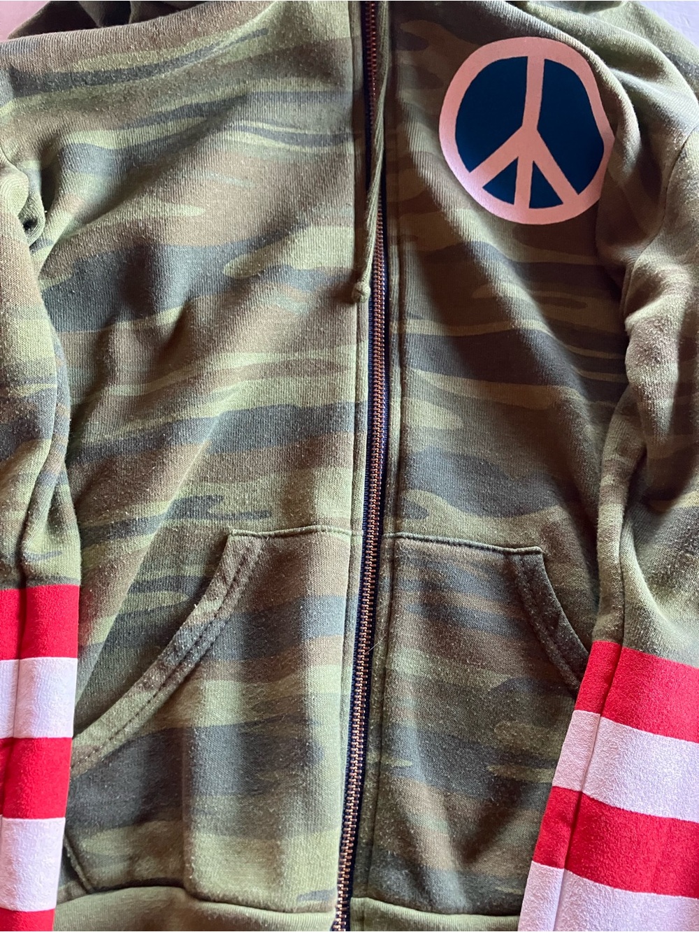 Rare Aviator Nation Peace Warrior camo hoodie small S - Picture 2 of 5